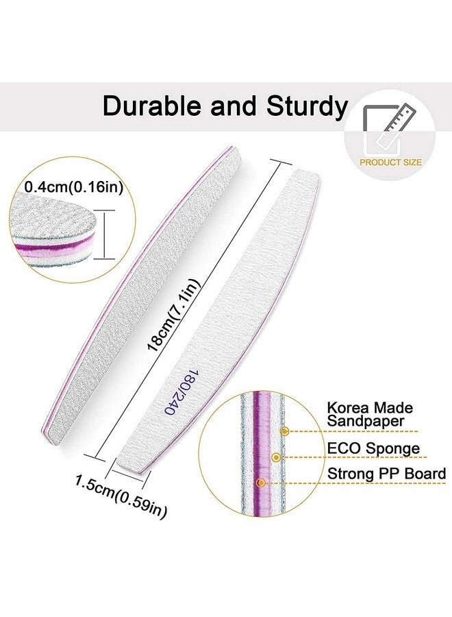 BLESWIN Professional Nail Files, Emery Board Nail File For Natural Nails 100/180/240 Grit Nail Files For Acrylic Nails 12Pcs Fine Grit Nail File Manicure Tools Coarse Fingernail Files (180/240 Grit) - Image 2