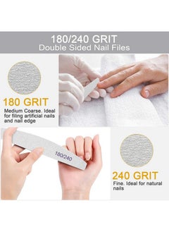BLESWIN Professional Nail Files, Emery Board Nail File For Natural Nails 100/180/240 Grit Nail Files For Acrylic Nails 12Pcs Fine Grit Nail File Manicure Tools Coarse Fingernail Files (180/240 Grit)  - Image 4