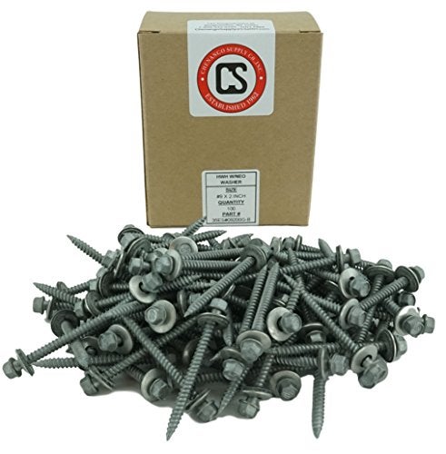Chenango Supply #9 x 2" Hex Washer Head Metal Roof Screw. Multiple Sizes. Self Starting/self Tapping Metal to Wood, Sheet Metal Roofing, siding Screws with EPDM Washer Seal. for Corrugated Roofing.(#9 x 2") - Image 2