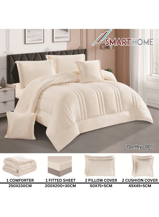 SMART HOME Double-sided winter bedspread (velvet side and fur side) - Filled bedspread - Luxury 6-piece duvet set for full double, including a filled bedspread 250x230 cm + a mattress protector 200x200+30 cm + 2 pillowcases 50x75+5 cm + 2 square pillowcases 45x45+5 cm - Elegant hotel bedspreads, soft and warm for the room - Image 3