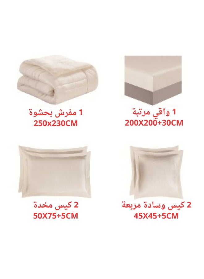 SMART HOME Double-sided winter bedspread (velvet side and fur side) - Filled bedspread - Luxury 6-piece duvet set for full double, including a filled bedspread 250x230 cm + a mattress protector 200x200+30 cm + 2 pillowcases 50x75+5 cm + 2 square pillowcases 45x45+5 cm - Elegant hotel bedspreads, soft and warm for the room - Image 4