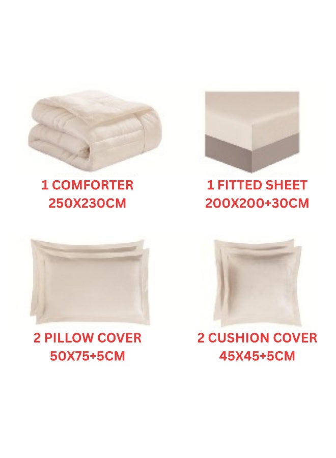 SMART HOME Double-sided winter bedspread (velvet side and fur side) - Filled bedspread - Luxury 6-piece duvet set for full double, including a filled bedspread 250x230 cm + a mattress protector 200x200+30 cm + 2 pillowcases 50x75+5 cm + 2 square pillowcases 45x45+5 cm - Elegant hotel bedspreads, soft and warm for the room - Image 5