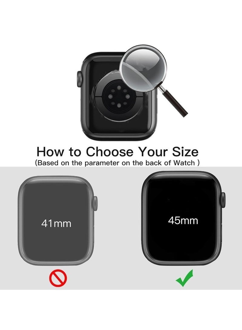 Case With Screen Protector For Apple Watch Series 9 8 7 45mm Overall Protective Cover Built-in Tempered Glass Film High Sensitivity 2 Pack (Black) - Image 3