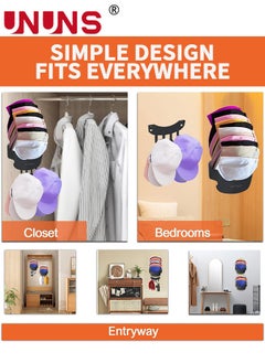 UNUNS Hat Rack For Wall,2 Pack Hat Organizer For Baseball,2 In 1 Baseball Cap Organizer With Hooks,Hold Up To 30 Caps,Hat Holder Storage Display Hat Rack For Closet Bedroom Entryroom  - Image 5