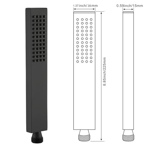 Asyas Square Solid Brass Hand Held Shower Head Black - Image 3