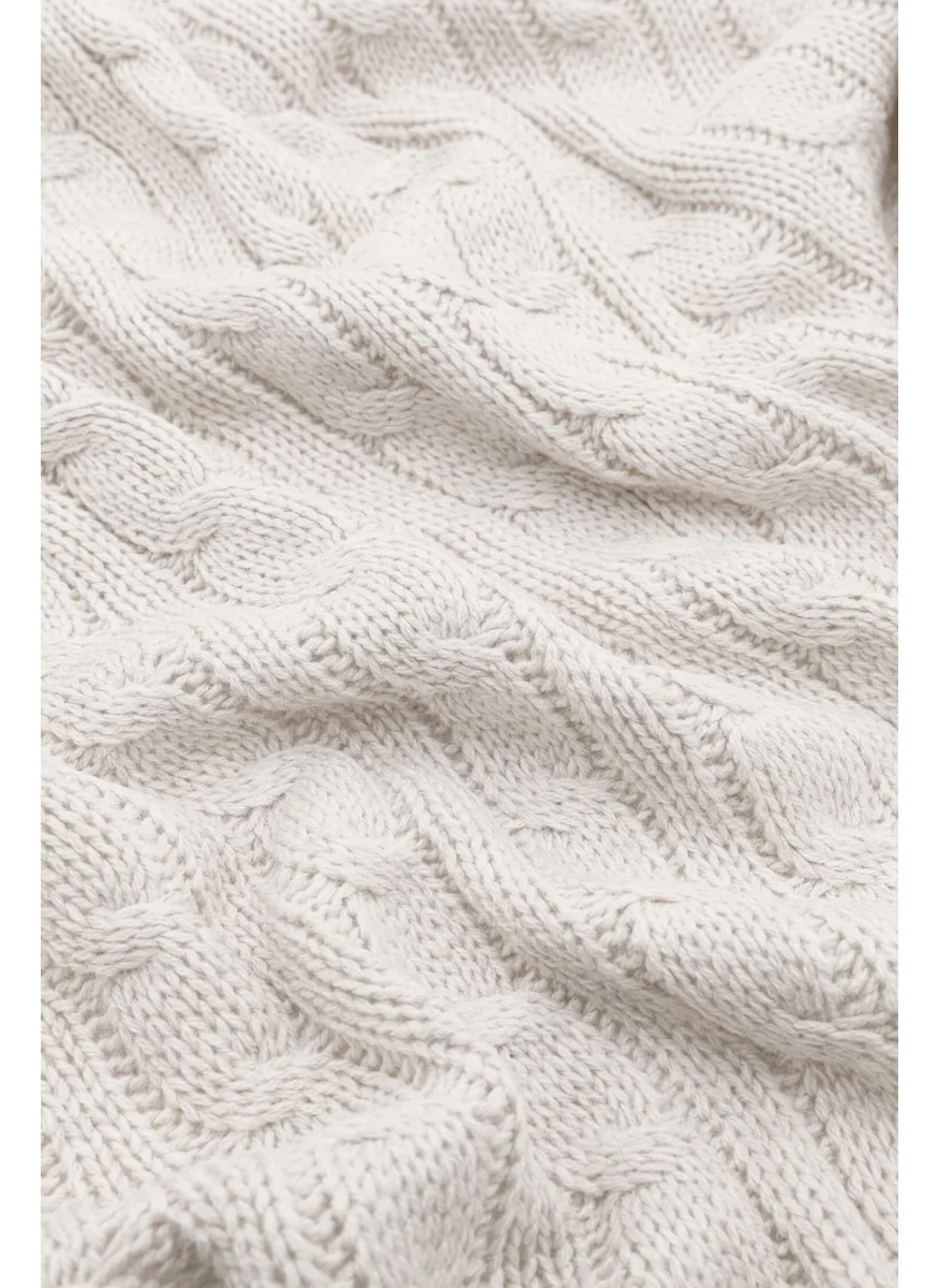 Favora Biocotton Knitwear Pompom TV Blanket - Cream