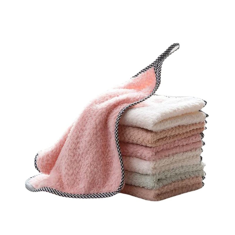 Leeonz 3PCS Kitchen Cleaning Rags Non-Linting Absorbent Wicks Small Square Towels Hanging Fleece Hand Towels (Color May Vary) - Image 1