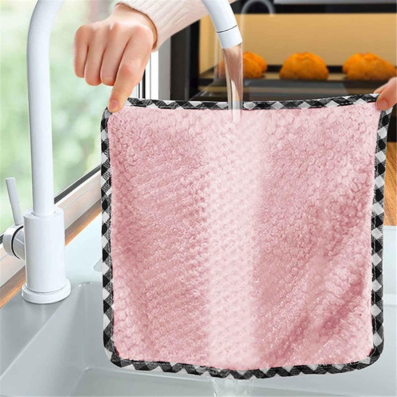 Leeonz 3PCS Kitchen Cleaning Rags Non-Linting Absorbent Wicks Small Square Towels Hanging Fleece Hand Towels (Color May Vary) - Image 2