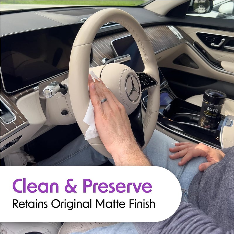 Wipex Auto Interior Car Cleaning Wipes - Plant Based Car Wipes - Lavender Essence, Safe for Vinyl, Rubber, Plastic, Leather, Chrome, Non-Greasy Matte Finish, UV Protectant, 40Ct Car Detailing Supplies - Image 4