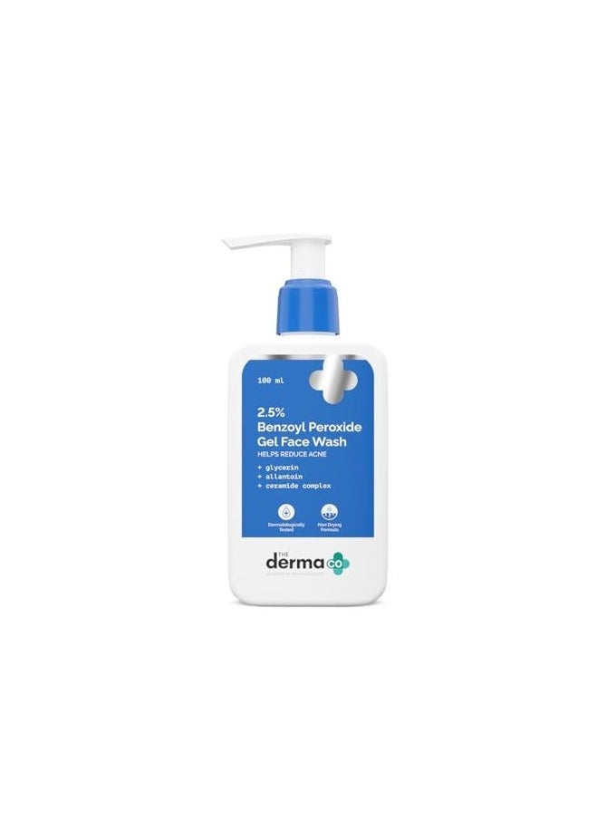 The Derma Co . 2.5% Benzoyl Peroxide Gel Face Wash|With Ceramide Complex & Glycerin|Treats Active Acne|Kills 99.9% Of Acne Bacteria|Non-Drying Formula|For Oily & Acne Prone Skin|For Unisex|100 Ml - Image 1