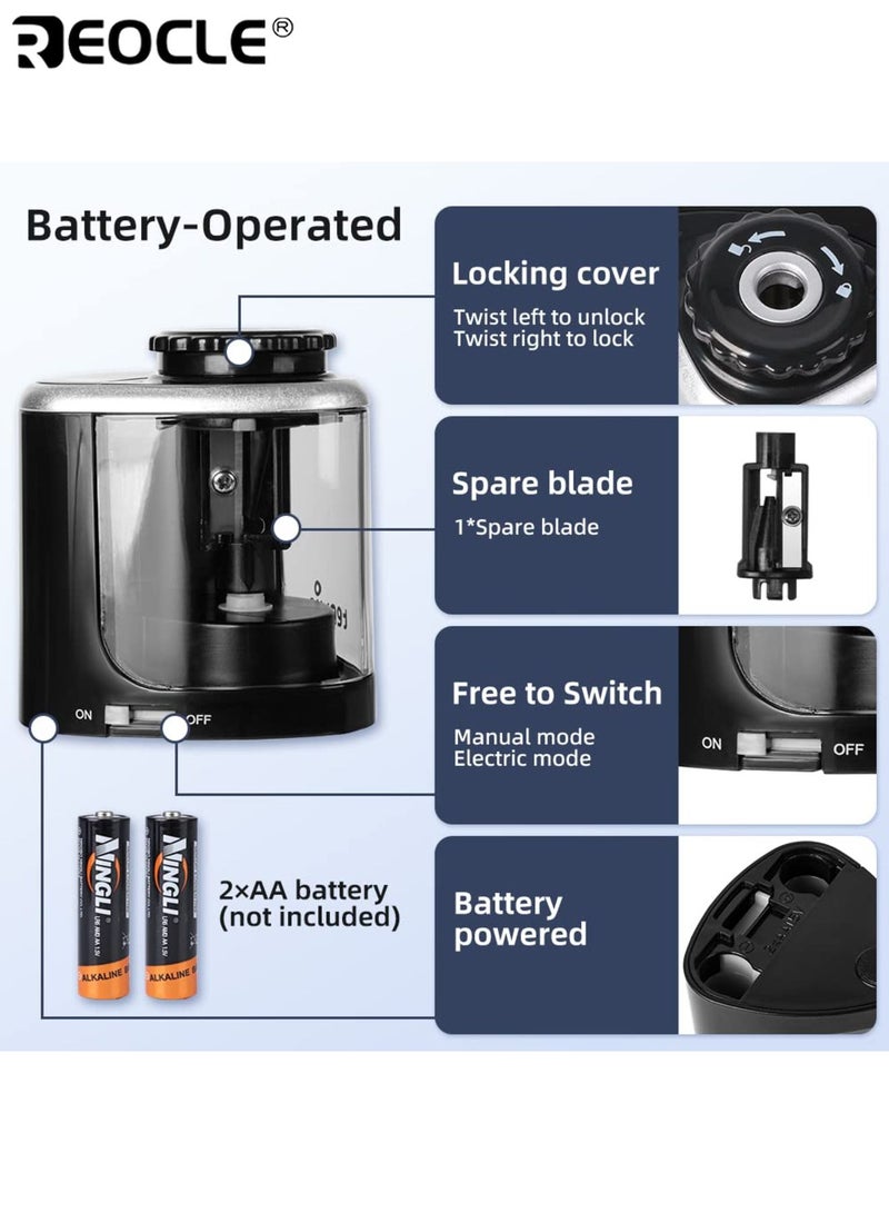 ريوكل مبراة أقلام كهربائية أوتوماتيكية بميزة التوقف التلقائي وحماية من كسر الرصاص - أداة سن مكتبية بحاوية نفايات واضحة للاستخدام في المكتب والمدرسة والمنزل - Image 4