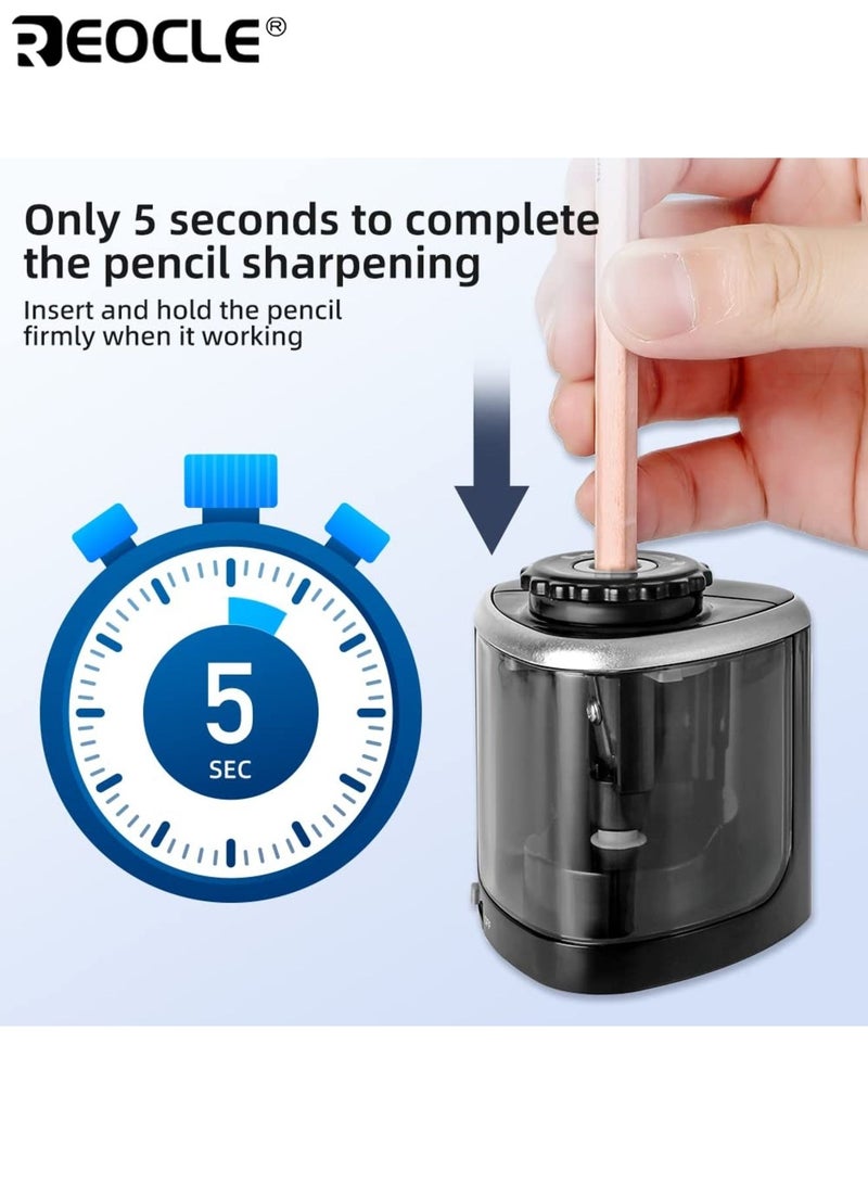 ريوكل مبراة أقلام كهربائية أوتوماتيكية بميزة التوقف التلقائي وحماية من كسر الرصاص - أداة سن مكتبية بحاوية نفايات واضحة للاستخدام في المكتب والمدرسة والمنزل - Image 3