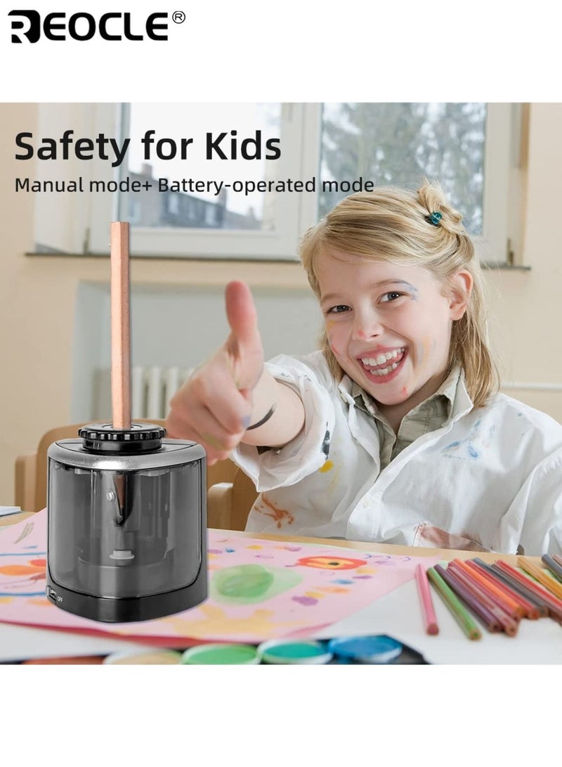 ريوكل مبراة أقلام كهربائية أوتوماتيكية بميزة التوقف التلقائي وحماية من كسر الرصاص - أداة سن مكتبية بحاوية نفايات واضحة للاستخدام في المكتب والمدرسة والمنزل - Image 5