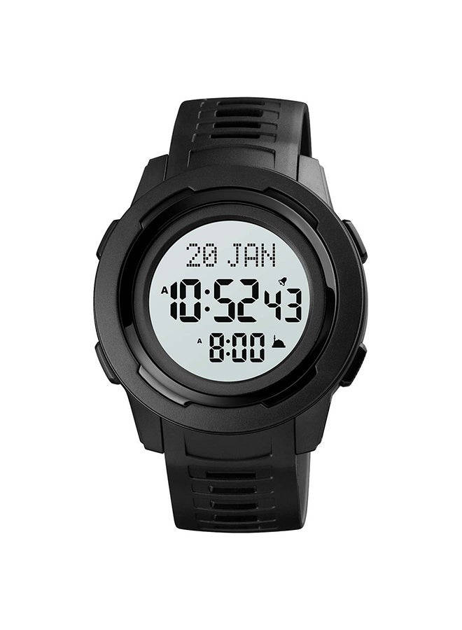 Men's Japan Digital Muslim Azan Qibla Clock Hijri Calendar Islamic Al Harameen Fajr Time WristWatch 9271BKWT - Image 1