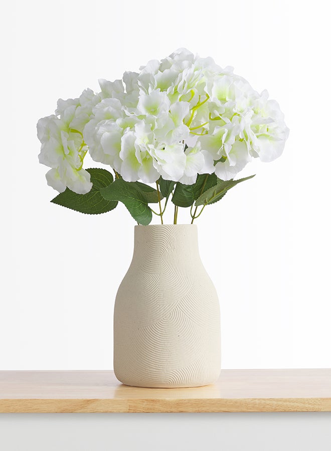 Noon East Hydrangea 1pc Flower Bunch with 5 buds – White | 43cm Artificial Flower Bunch | Ideal for Wedding, Living Room Decor, Hotel, Party Decoration, and DIY Décor - Image 1