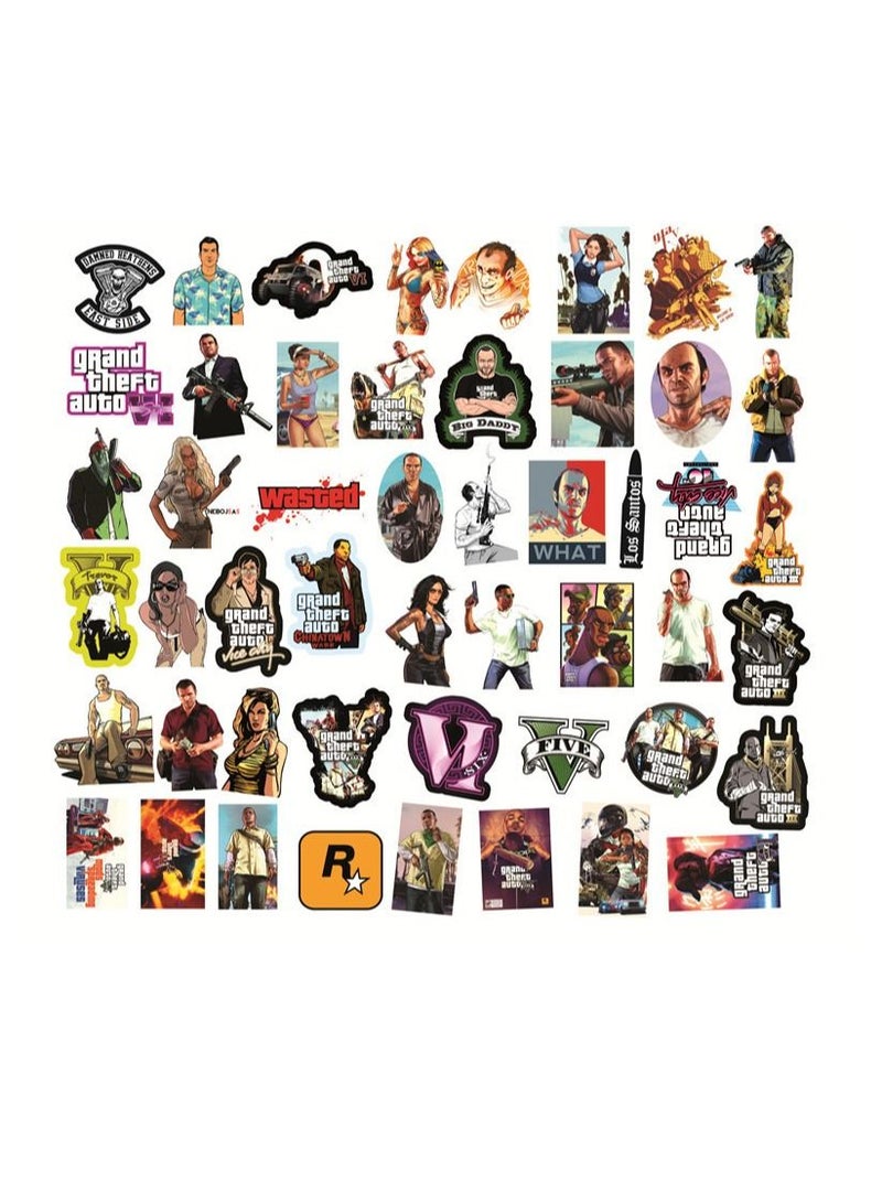 50 Pcs Grand Theft Auto Stickers,Waterproof GTA V sticker,Removable,Lovely,Beautiful,Stylish Teen Stickers, Suitable for Boys and Girls in Water Bottles, laptops, Phones,Guitar, Suitcase Durable Vinyl  - Image 2