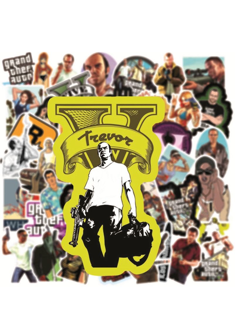 50 Pcs Grand Theft Auto Stickers,Waterproof GTA V sticker,Removable,Lovely,Beautiful,Stylish Teen Stickers, Suitable for Boys and Girls in Water Bottles, laptops, Phones,Guitar, Suitcase Durable Vinyl  - Image 3