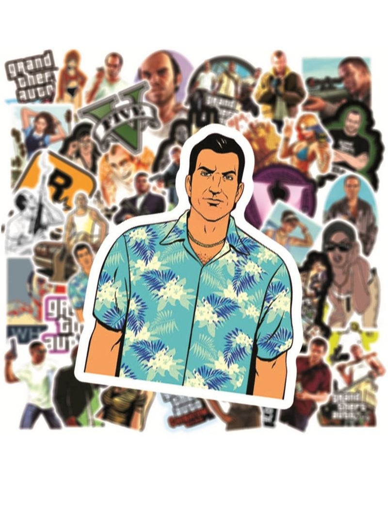 50 Pcs Grand Theft Auto Stickers,Waterproof GTA V sticker,Removable,Lovely,Beautiful,Stylish Teen Stickers, Suitable for Boys and Girls in Water Bottles, laptops, Phones,Guitar, Suitcase Durable Vinyl  - Image 5