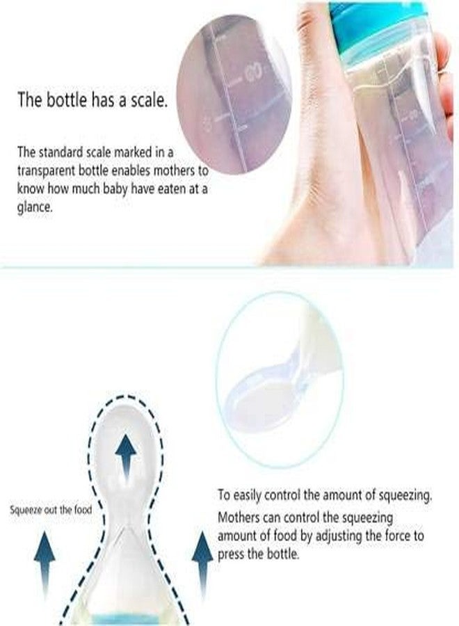 Sanvi Newborn Baby Silicone Squeeze Serial Feeding Bottle Food Dispensing Spoon Fruit Feeder for Baby Kids (Blue) - Image 5