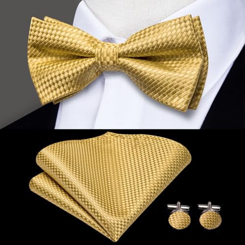 Dubulle Gold Suspenders for Men and Gold Bow Tie Pocket Square Set - Image 4