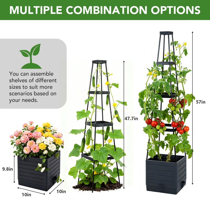 Monirsen 2 Pack Raised Garden Bed Planter Box with Trellis, 57'' Self Watering Tomato Planters for Climbing Plants, Tomato Cage Trellis for Vegetables & Vine Flowers Indoor Outdoor Patio - Image 5