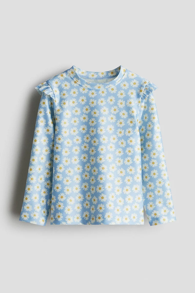 اتش اند ام بلوزة سباحة بتفاصيل مكشكشة من خامة بعامل حماية 50 من الشمس