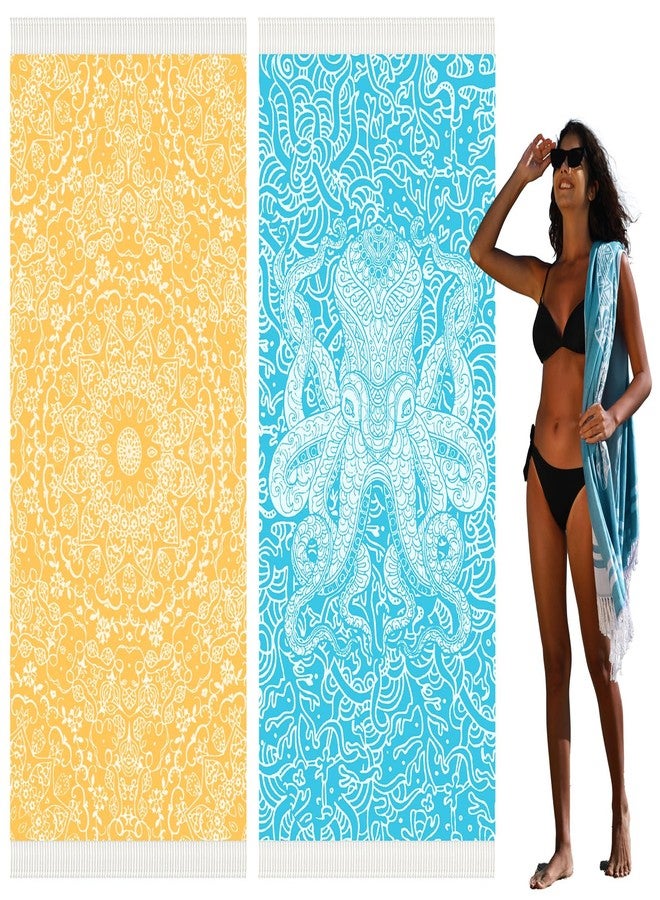 Widdonen Thin Turkish Beach Towel Lightweight Quick Dry Absorbent Cotton Bathroom Bath Pool Swim Towels Extra Large Oversized Sand Free Beach Accessories Essentials Cloud Gifts for Adult - Image 1
