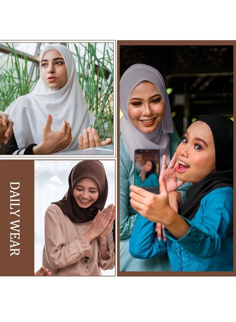 حجاب فوري مع غطاء، أغطية رأس شيفون بلون واحد، أزياء إسلامية، قبعات ناعمة طويلة تحت الوشاح مع غطاء سفلي، عمامة إسلامية، غطاء حجاب مودال، غطاء كامل، شال، قبعة للنساء للارتداء اليومي - أسود - Image 5