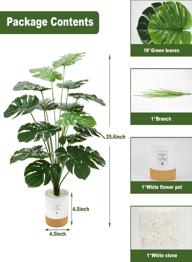 Guheake 26" Fake Plants Large, Tropical Palm Tree Artificial Monstera Faux Plant Tree with Pot for Home Office Living Room Decor Indoor - Image 2