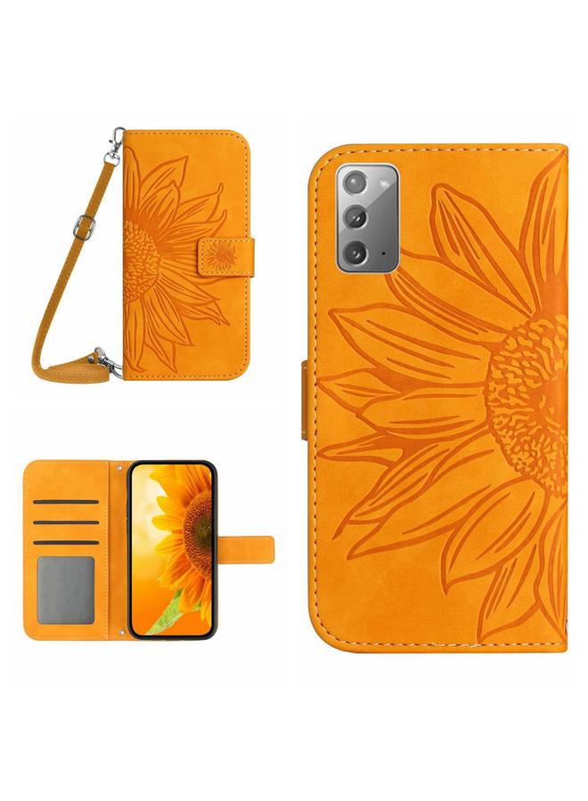 S-TOP Case For Samsung Galaxy Note20 Skin Feel Sun Flower Pattern Flip Leather Phone Case with Lanyard - Image 1
