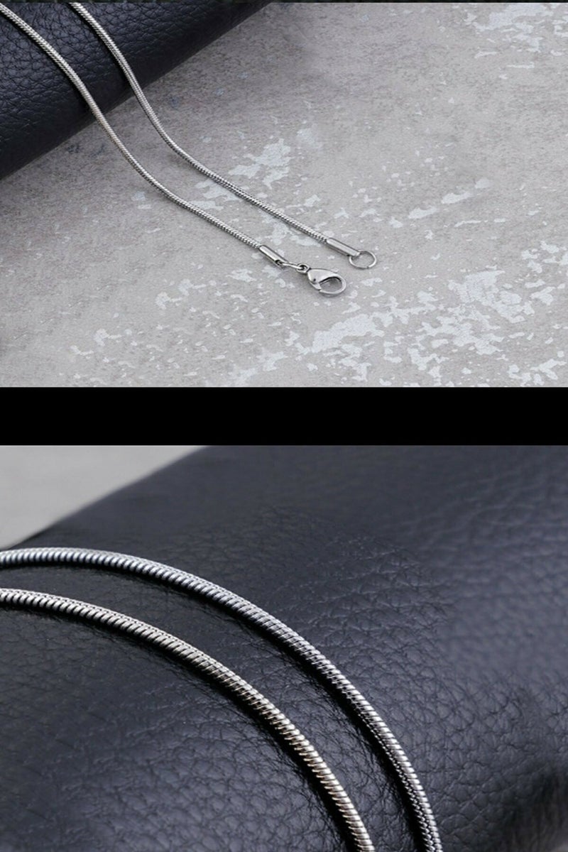 Unisex Silver Thin Snake Model Chain Necklace
