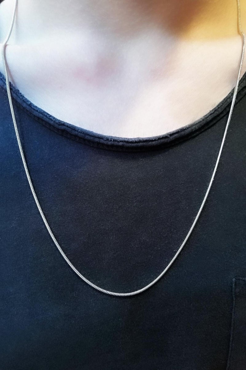 Unisex Silver Thin Snake Model Chain Necklace