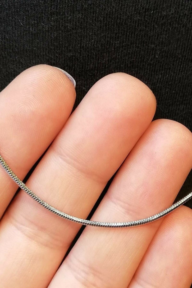 Unisex Silver Thin Snake Model Chain Necklace