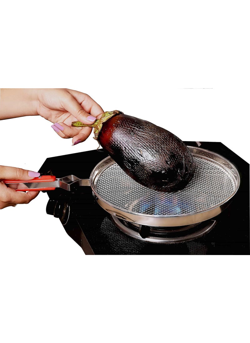 SQUARO ONLINE STORE SQUARO Stainless Steel 304 Grade Papad Jali Roti Bread Roaster Grill Papad Roaster Chapati Paneer Tandoor Net with Handle Kitchen For Home Papad Jali No9Diameter95 Inch24 CM  - Image 1