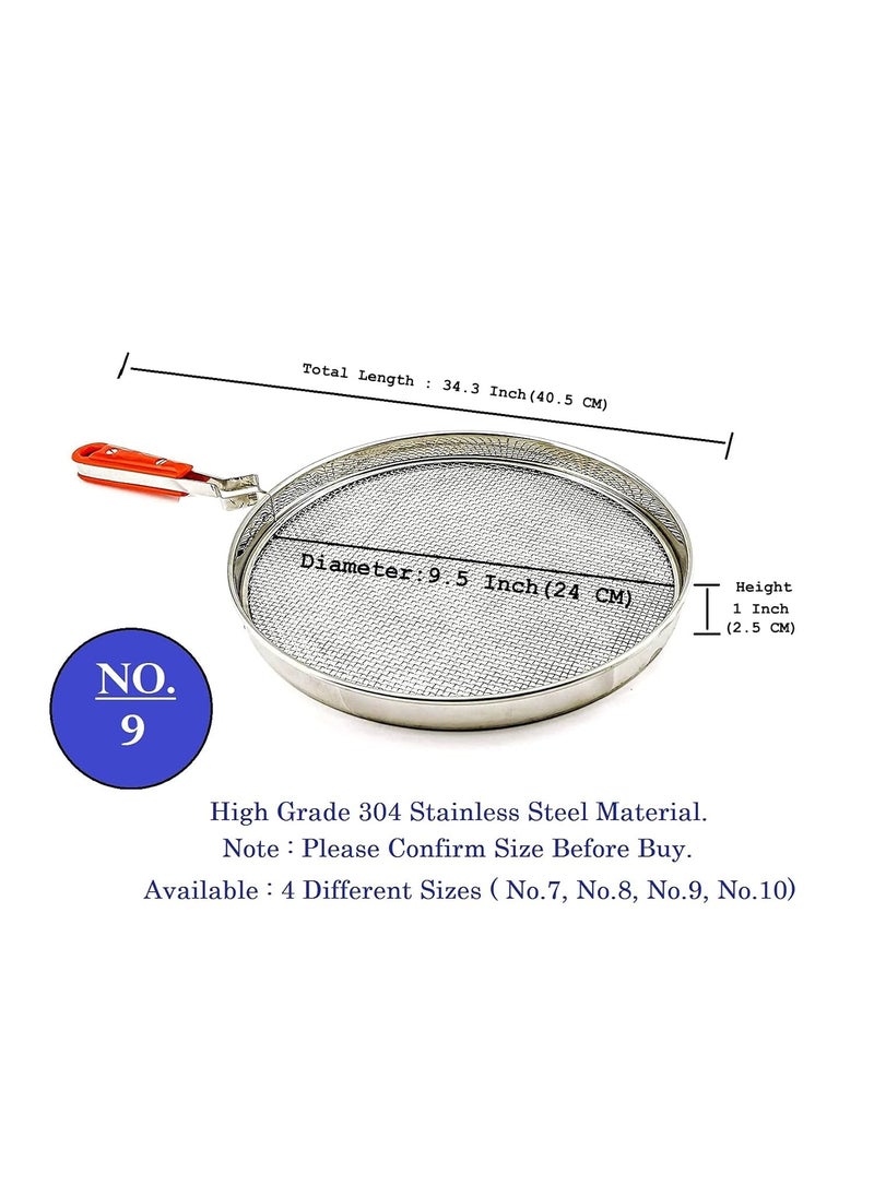 SQUARO ONLINE STORE SQUARO Stainless Steel 304 Grade Papad Jali Roti Bread Roaster Grill Papad Roaster Chapati Paneer Tandoor Net with Handle Kitchen For Home Papad Jali No9Diameter95 Inch24 CM  - Image 2