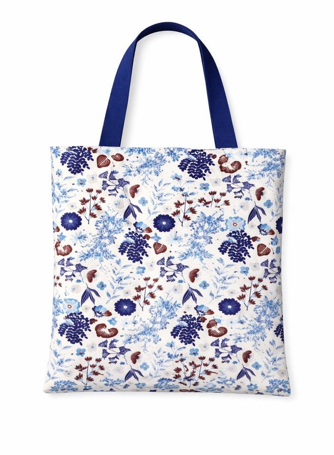 TrendoPrint Canvas Tote Bag for Women Floral Print | Reusable Cotton Shopping Bag 14 x 16 Inches | Eco Friendly Carry Bag for Grocery Market Office College Travel - Image 1