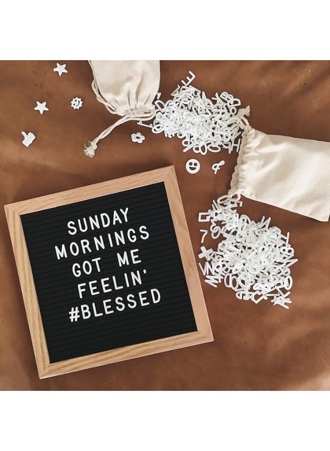 NANAO Double Sided Felt Letter Board with Rustic Wood Frame,439 Precut White Letters,Months & Days & Script Cursive Words,Wall & Tabletop Display Decor(25.4 x 25.4 cm） - Image 3