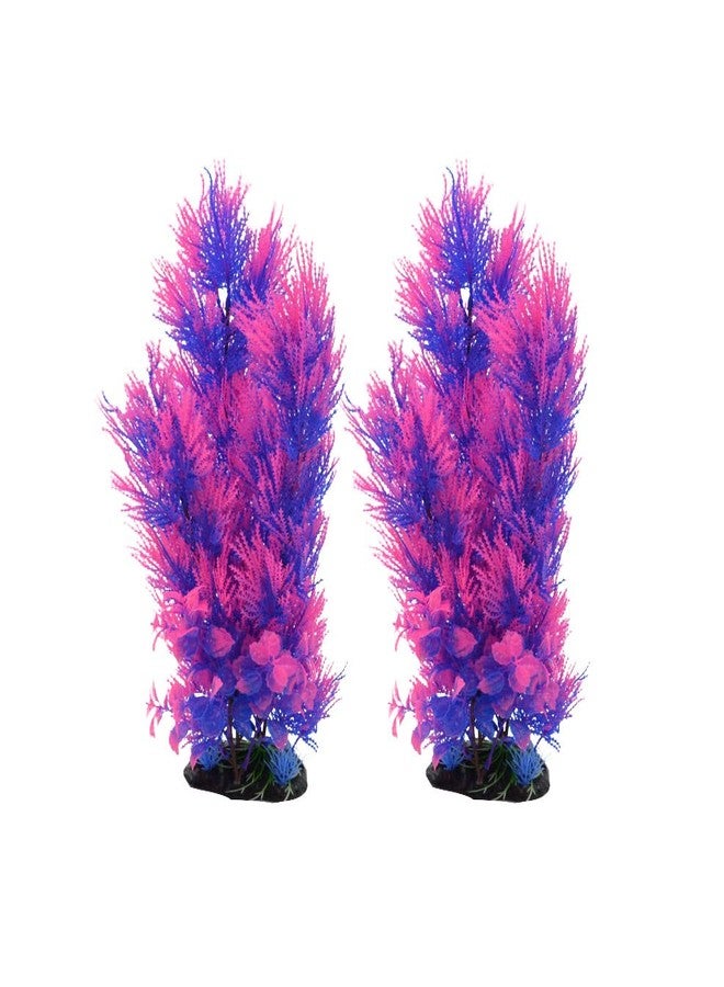 CNZ Aquarium Decor Fish Tank Decoration Ornament Artificial Plastic Plant Green 15.5-inch Pink/Purple, 2-Pack - Image 1