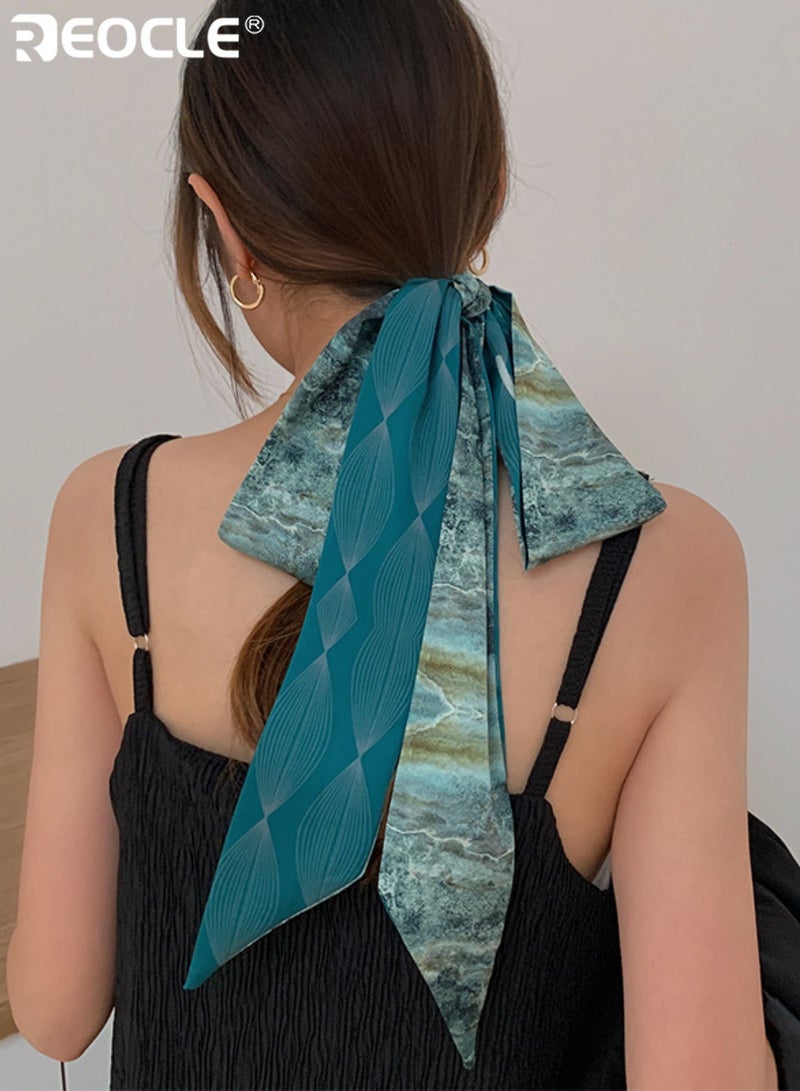 REOCLE Women's Textured Pattern Slim Silk Scarf Versatile Hair & Outfit Styling Accessory Decorative Daily Wear Scarf for Daily Use - Image 2
