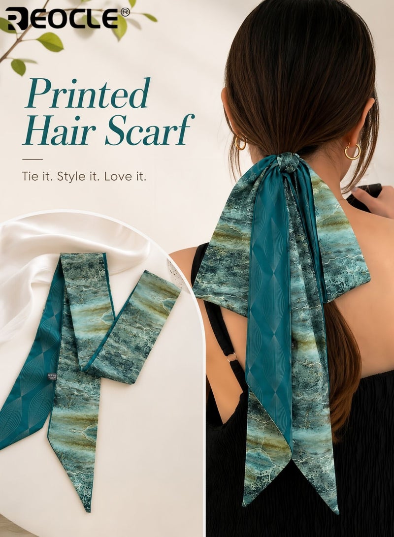 REOCLE Women's Textured Pattern Slim Silk Scarf Versatile Hair & Outfit Styling Accessory Decorative Daily Wear Scarf for Daily Use - Image 1