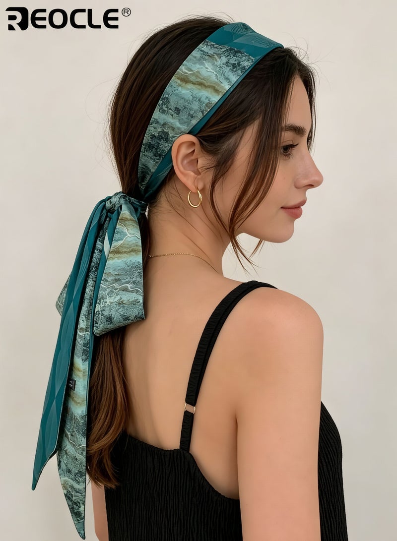 REOCLE Women's Textured Pattern Slim Silk Scarf Versatile Hair & Outfit Styling Accessory Decorative Daily Wear Scarf for Daily Use - Image 4