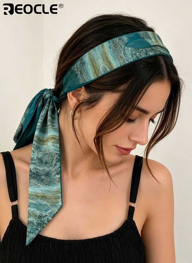REOCLE Women's Textured Pattern Slim Silk Scarf Versatile Hair & Outfit Styling Accessory Decorative Daily Wear Scarf for Daily Use - Image 5