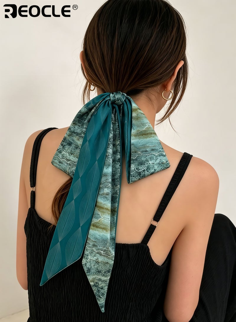 REOCLE Women's Textured Pattern Slim Silk Scarf Versatile Hair & Outfit Styling Accessory Decorative Daily Wear Scarf for Daily Use - Image 2