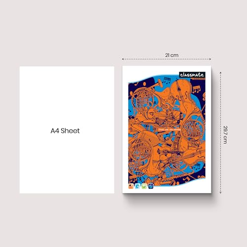 classmate كلاسميت كتاب طويل | 384 صفحة | خط واحد | 29.7سم × 21.0سم | عبوة من 4 | دفتر ملاحظات مخطط بالحجم الطويل لطلاب المدارس - Image 3
