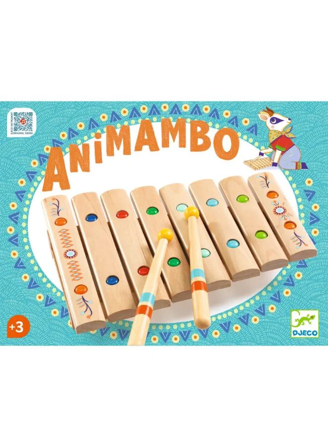 Djeco Djeco Xylophone Musical Toy, 8-Bar Wooden Instrument with 2 Beaters and Colour-Coded Sheet Music Cards, Pleasant Sound Quality, Develops Rhythm, Music Appreciation, Creative Play for Little Musicians