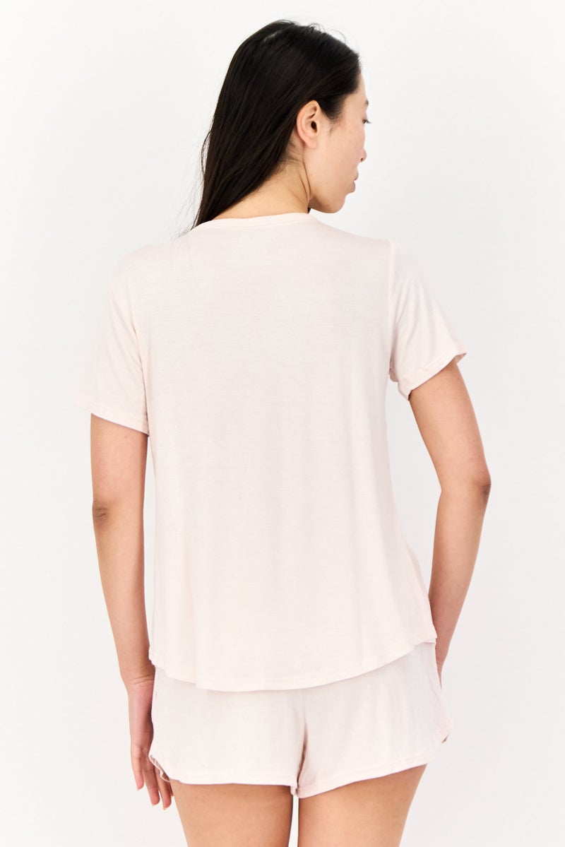 Marilyn Monroe Women 2 Pieces Graphic Print Pyjama T-Shirt And Short Set, Peach - Image 3