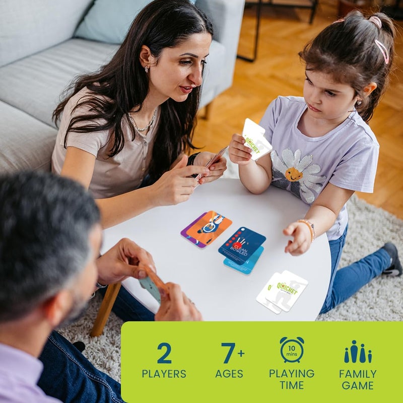 BINCA كويكيت - لعبة بطاقات كريكيت ممتعة للجميع، هدايا عودة لأعياد الميلاد، لعبة عائلية للأطفال، المراهقين والبالغين، بطاقات كريكيت داخلية، هدايا للأطفال من عمر 7، 8، 9 وما فوق (2 لاعب) - Image 3