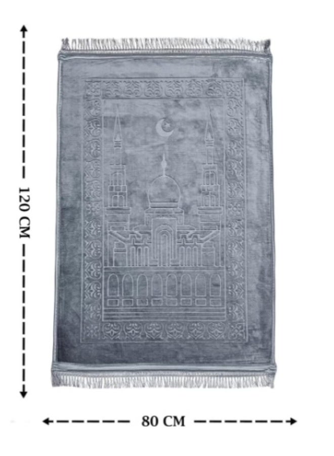 Light gray velvet prayer rug, 80x120 cm roll-up rug - Image 1