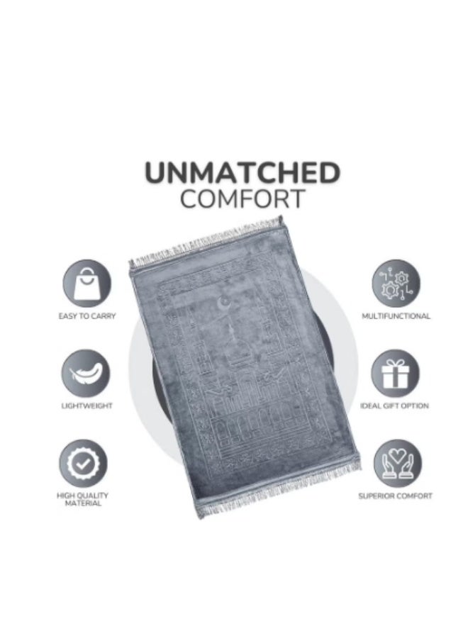 Light gray velvet prayer rug, 80x120 cm roll-up rug - Image 3
