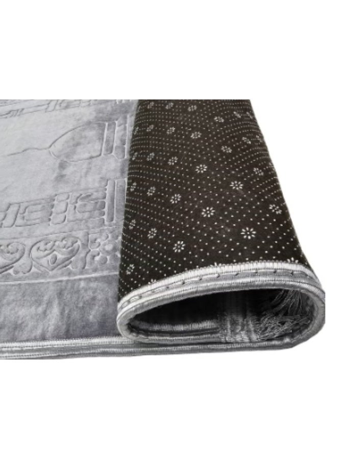 Light gray velvet prayer rug, 80x120 cm roll-up rug - Image 2